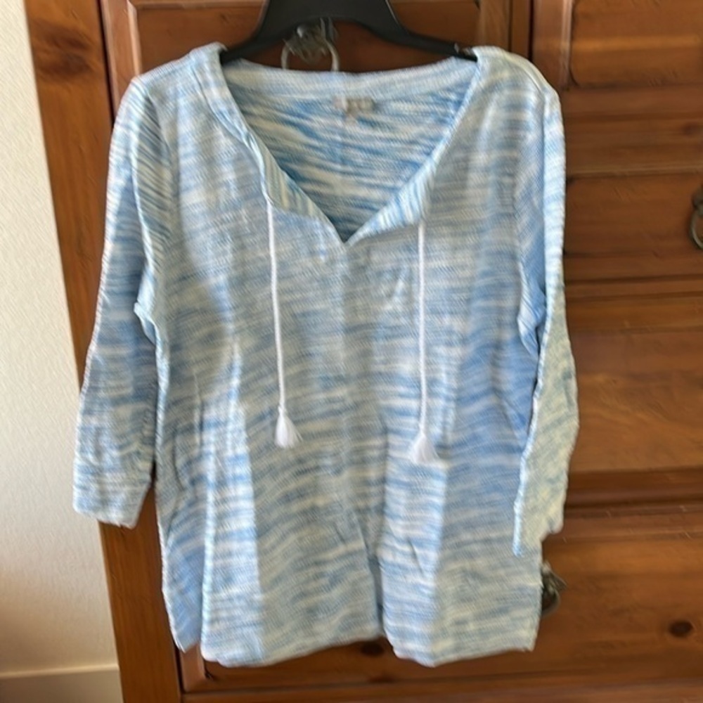 Talbots Women’s Blue And White Striped Tunic Size Large NWOT